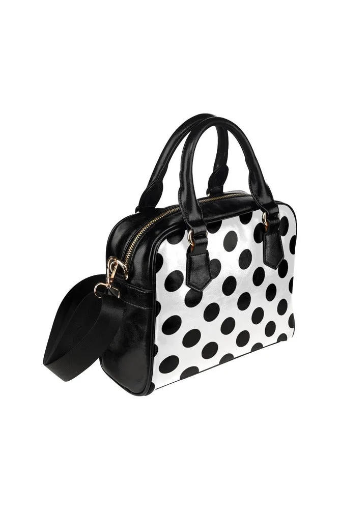 White & Black Polkadots Shoulder Handbag (Model 1634)