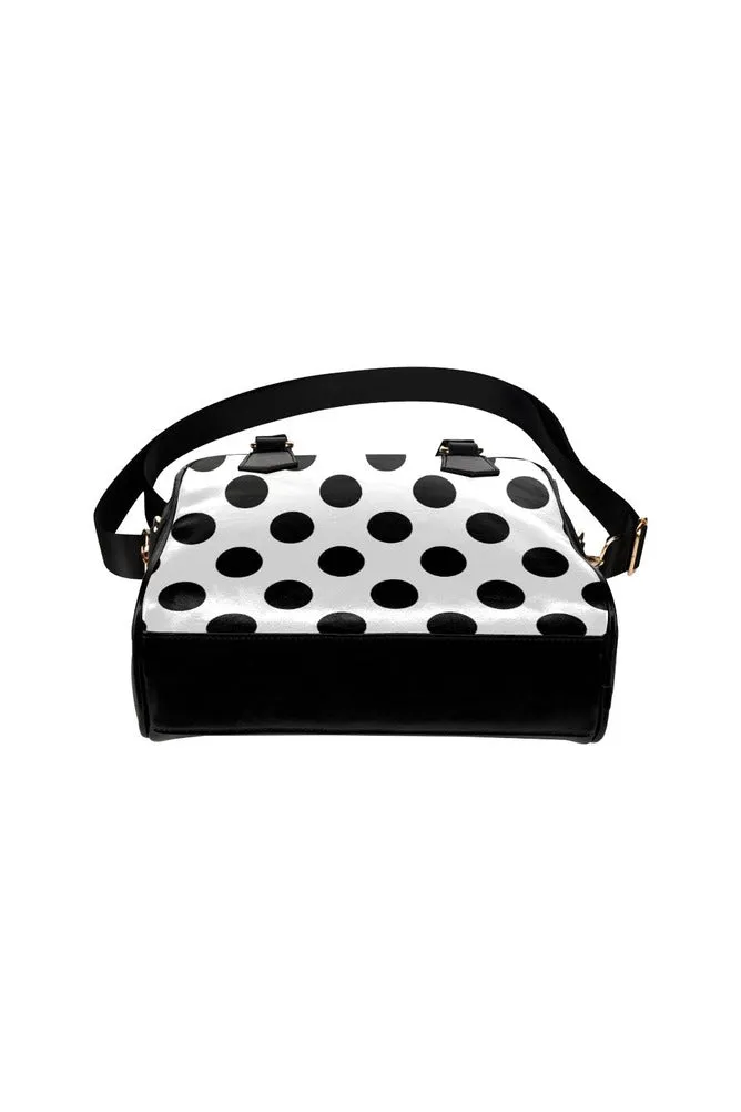 White & Black Polkadots Shoulder Handbag (Model 1634)