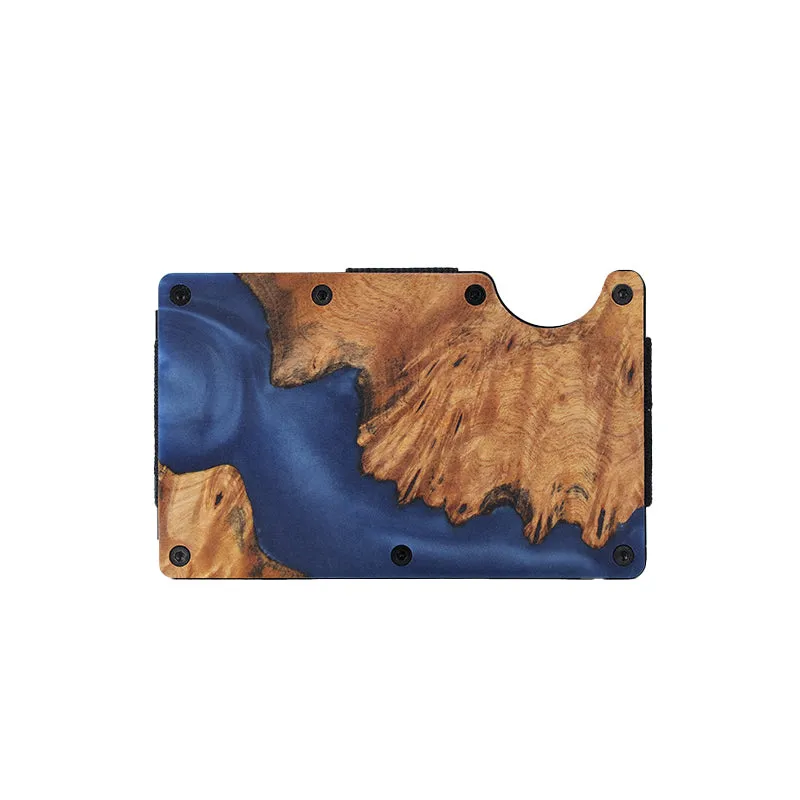 Wood and Resin Smart Wallet (Navy Blue)