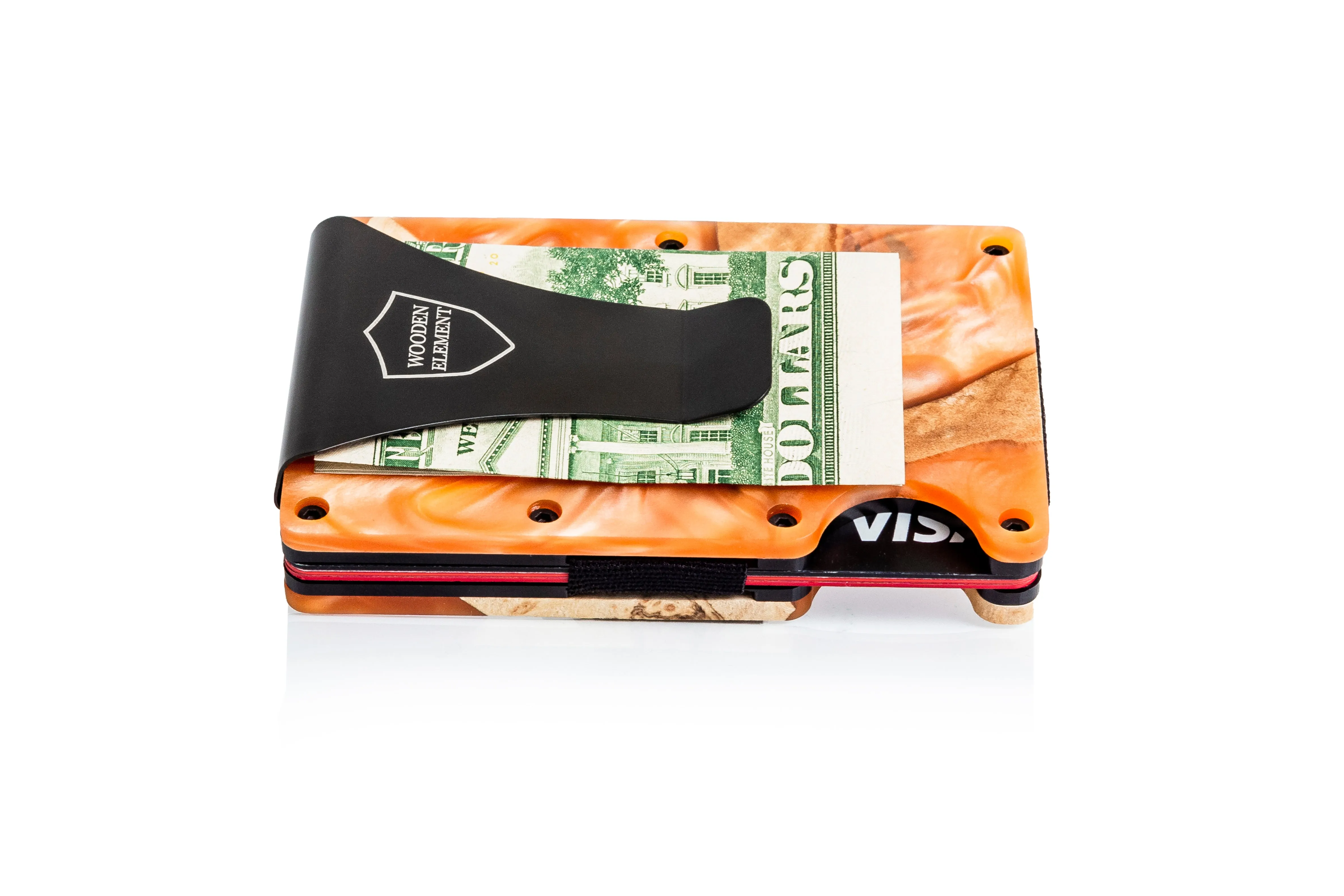 Wood and Resin Smart Wallet (Orange)