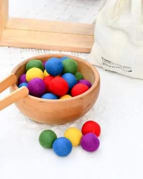 Wool Felt Balls in a Pouch - Bright Colours 3cm 30 balls