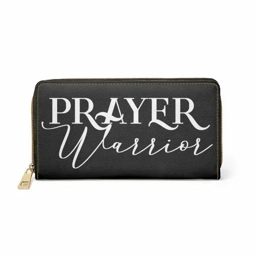 Wristlet Phone Wallet, Black and White Prayer Warrior Graphic Purse