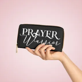 Wristlet Phone Wallet, Black and White Prayer Warrior Graphic Purse