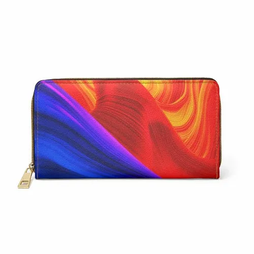 Wristlet Phone Wallet, Blue and Red Abstract Swirl Style Purse