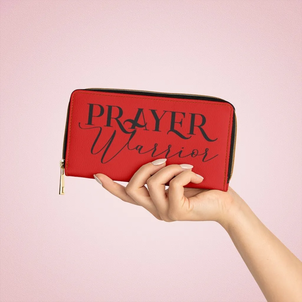 Wristlet Phone Wallet, Red and Black Prayer Warrior Graphic Purse