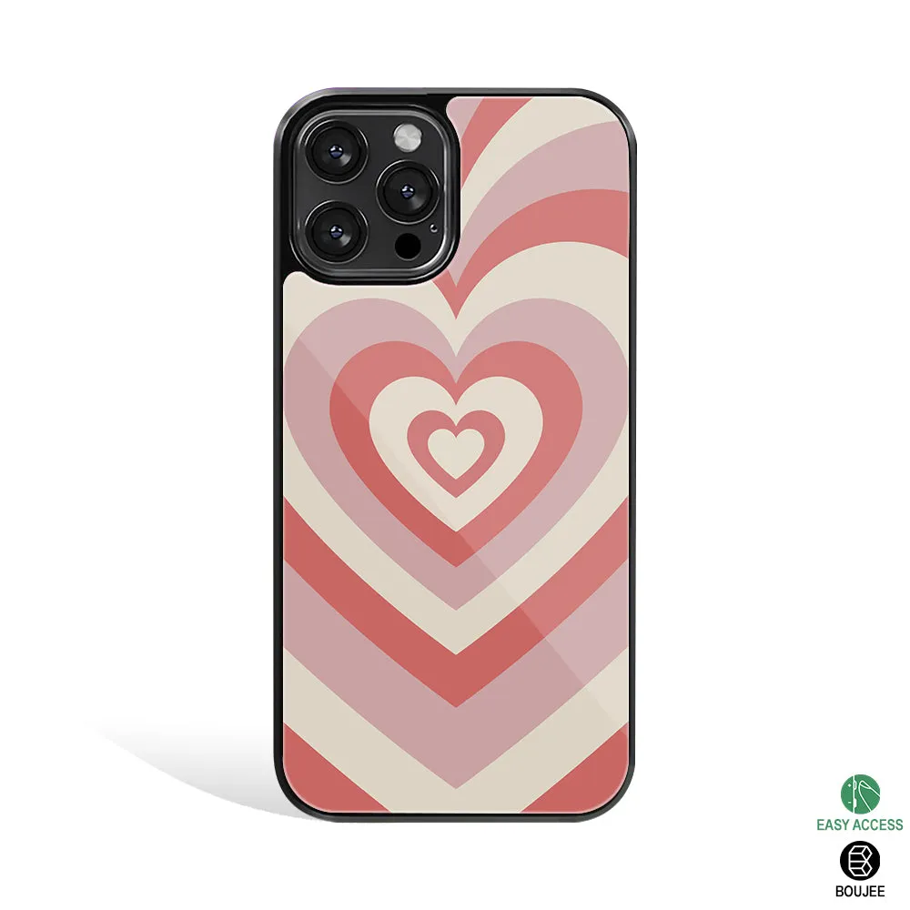 Y2K Coral Pink Hearts Phone Cover | Glass Case