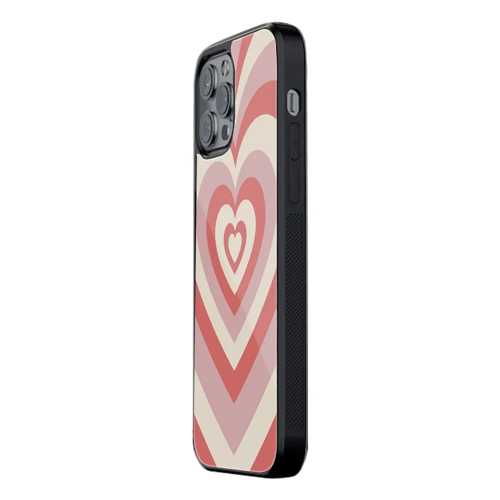 Y2K Coral Pink Hearts Phone Cover | Glass Case