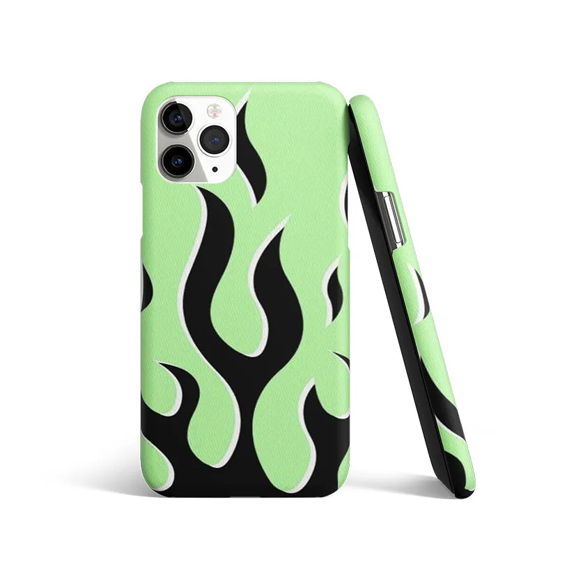 Y2K Retro Green Flames Phone Cover | Matte Case