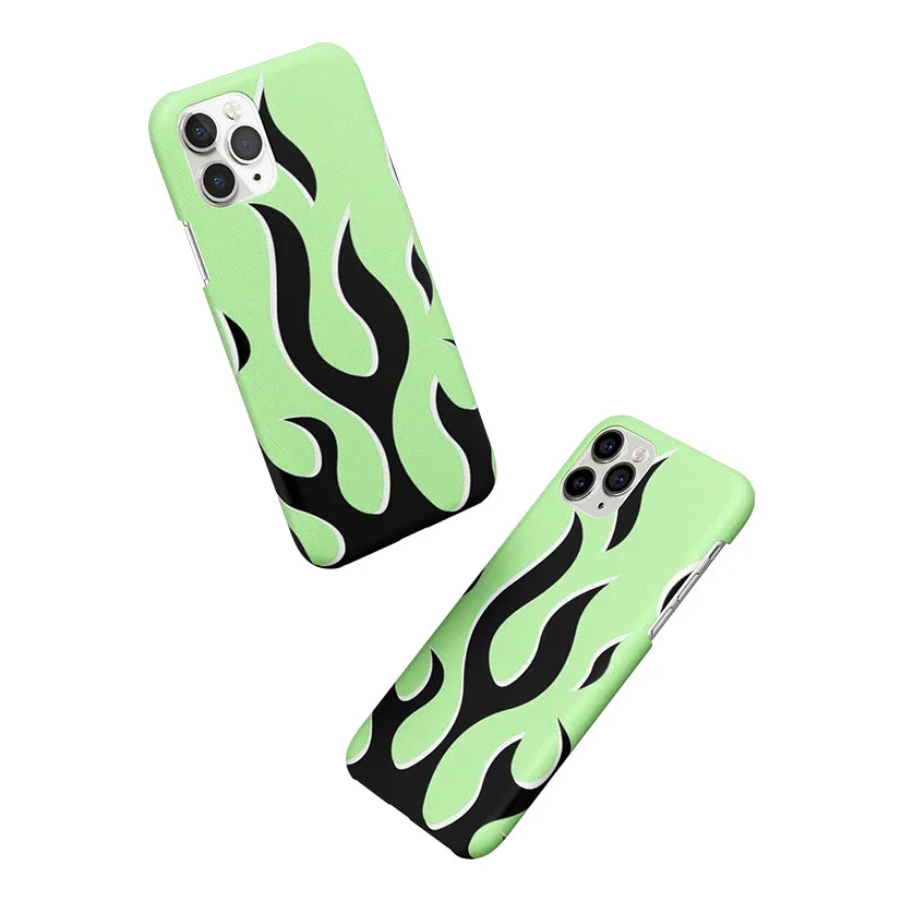 Y2K Retro Green Flames Phone Cover | Matte Case