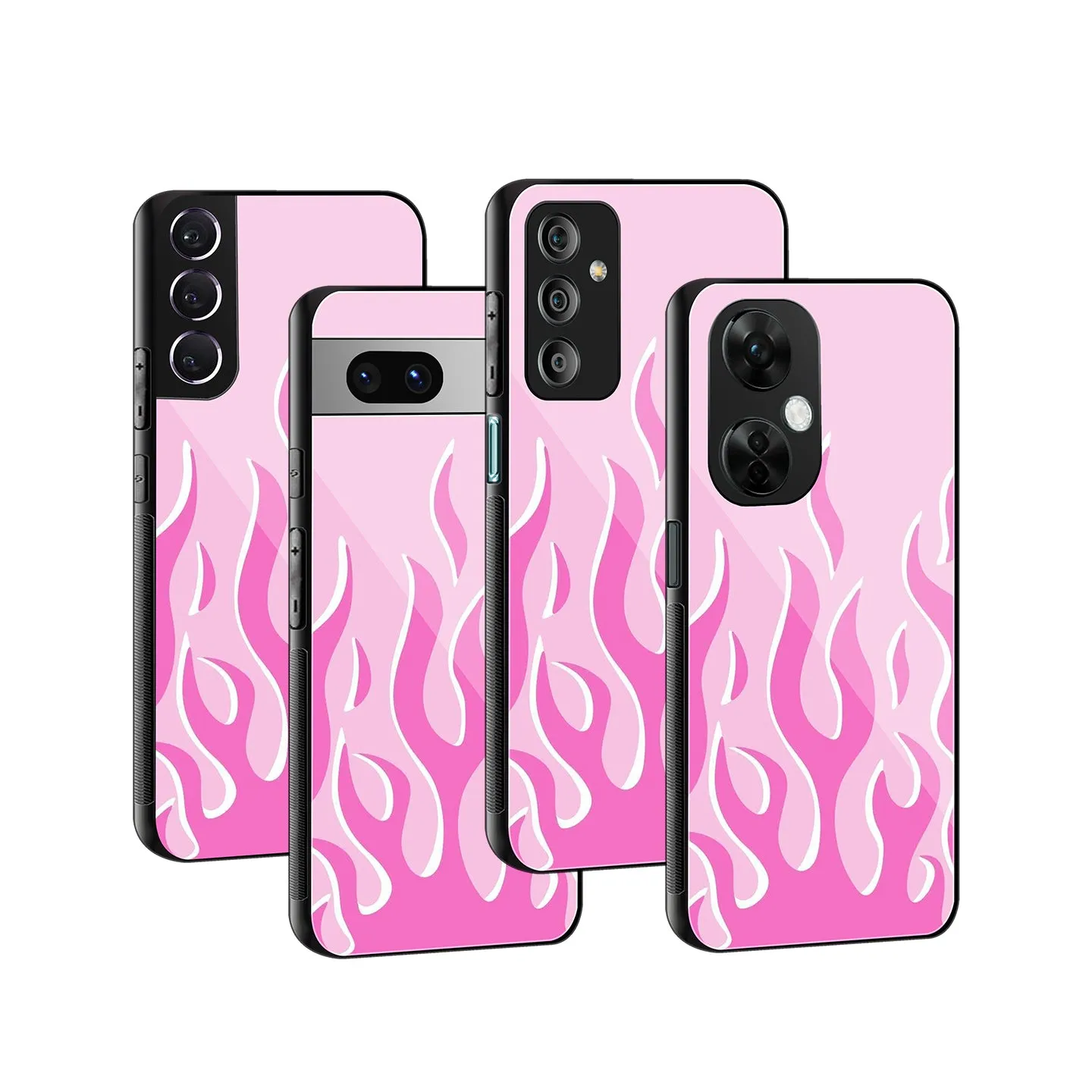 Y2K Retro Pink Flames Phone Cover | Glass Case