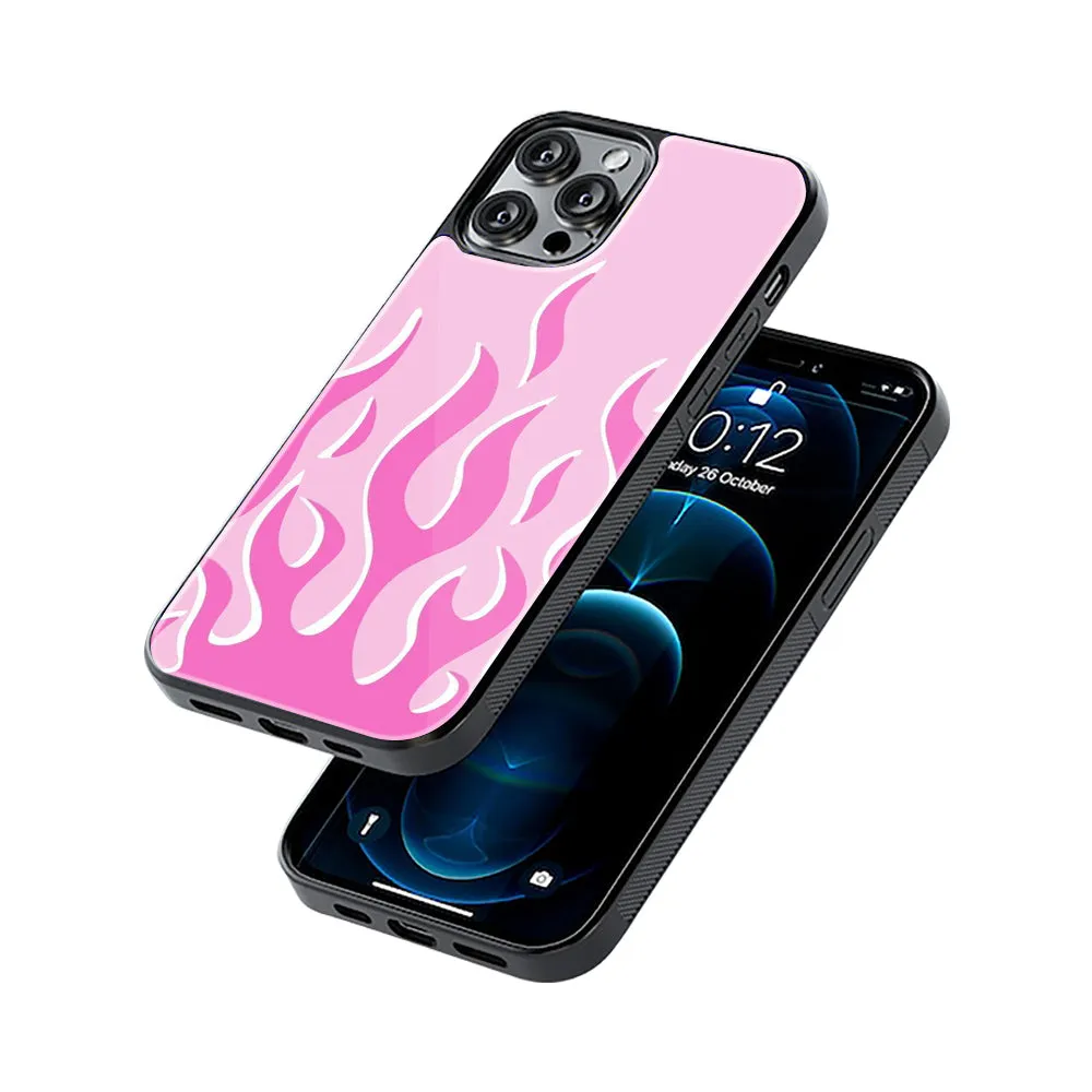 Y2K Retro Pink Flames Phone Cover | Glass Case